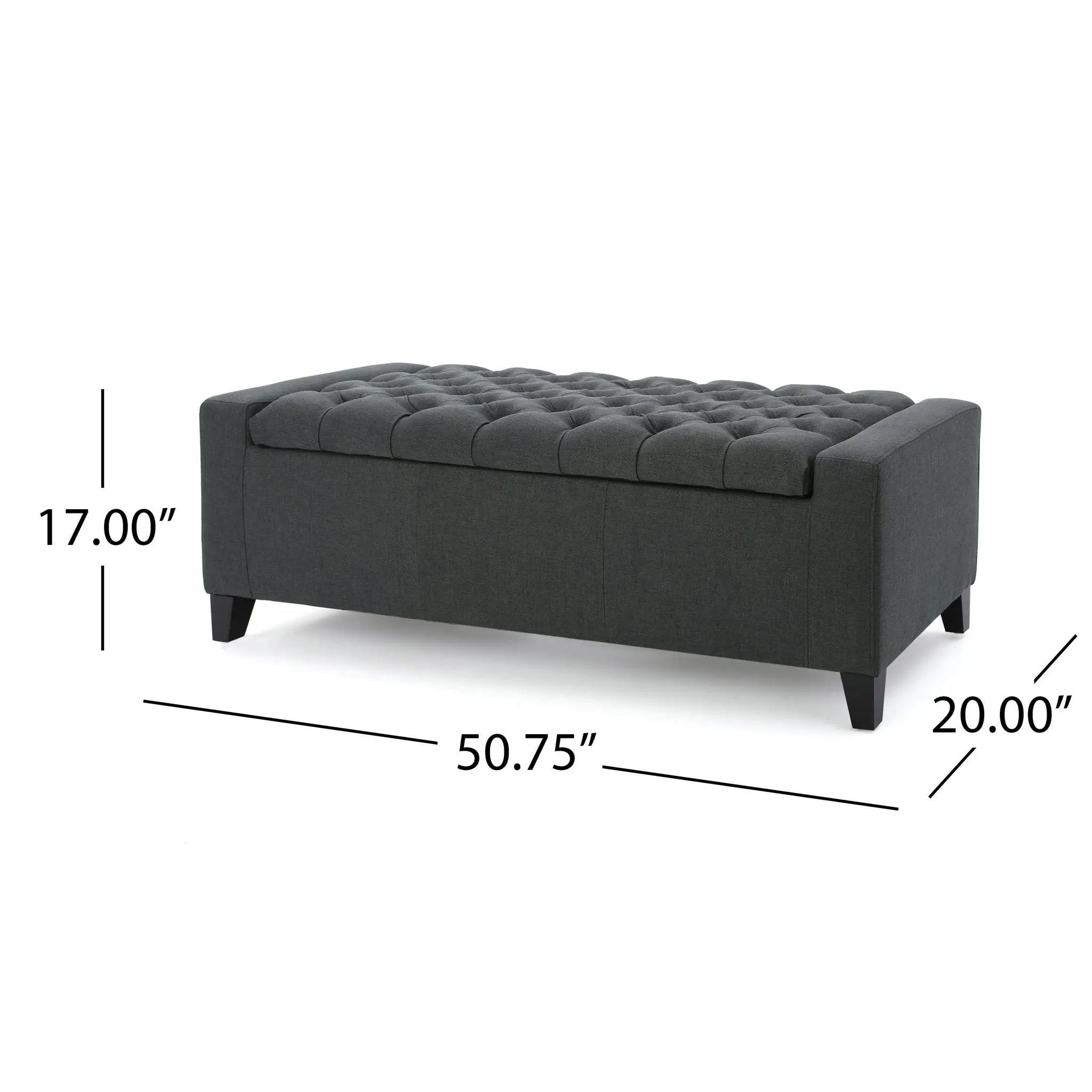 Contemporary Storage Ottoman With Tufted Top - Dark Gray by HouseOfZazla