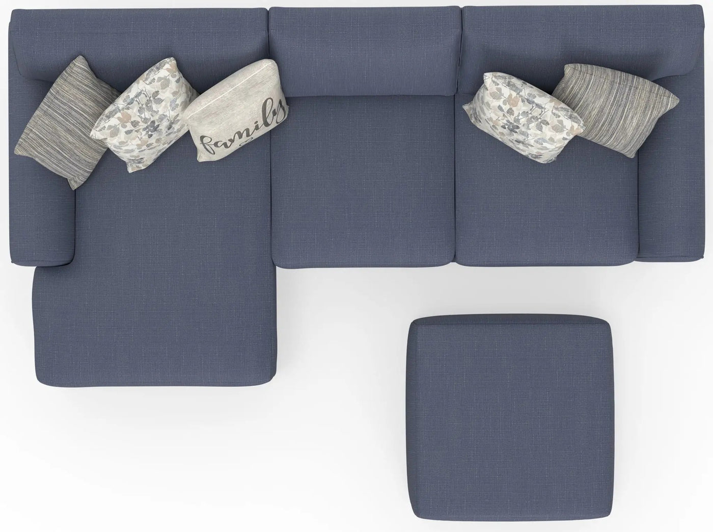 Cape May - Sofa Chaise With Comfort Coil Seating, 41" Cocktail Ottoman And 5 Accent Pillows Included by Unique Piece Furniture