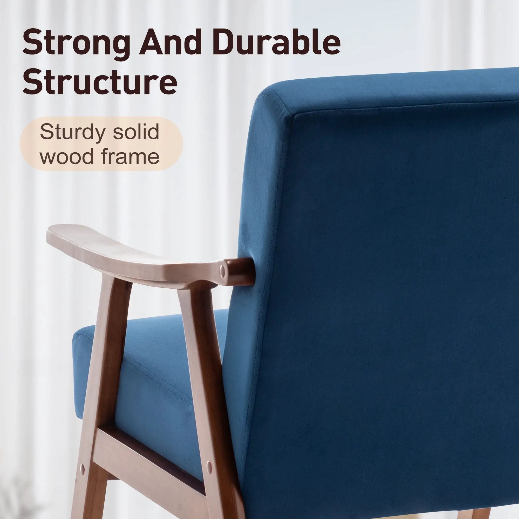 Mid Century Modern Accent Chair With Solid Wood Frame And Extra Thick Backrest by Unique Piece Furniture
