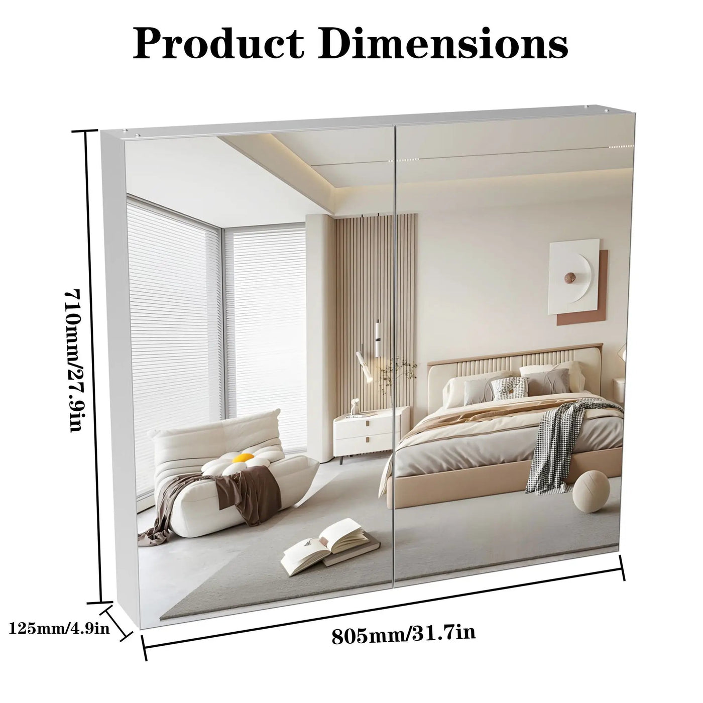 Medicine Cabinet, Wall Mounted Bathroom Mirror With Storage by Unique Piece Furniture