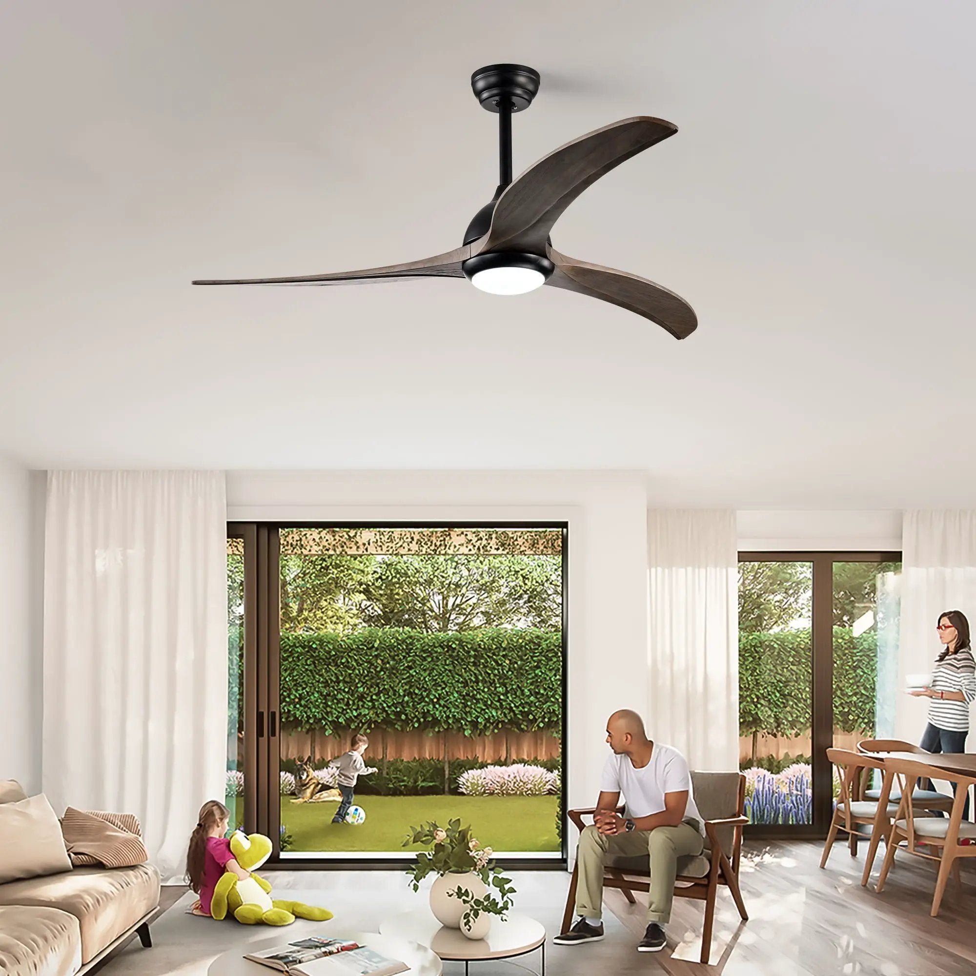 Indoor Outdoor Ceiling Fan With Light With Remote Control, Noiseless Reversible Motor, 6 Speed, 3 Color by HouseOfZazla