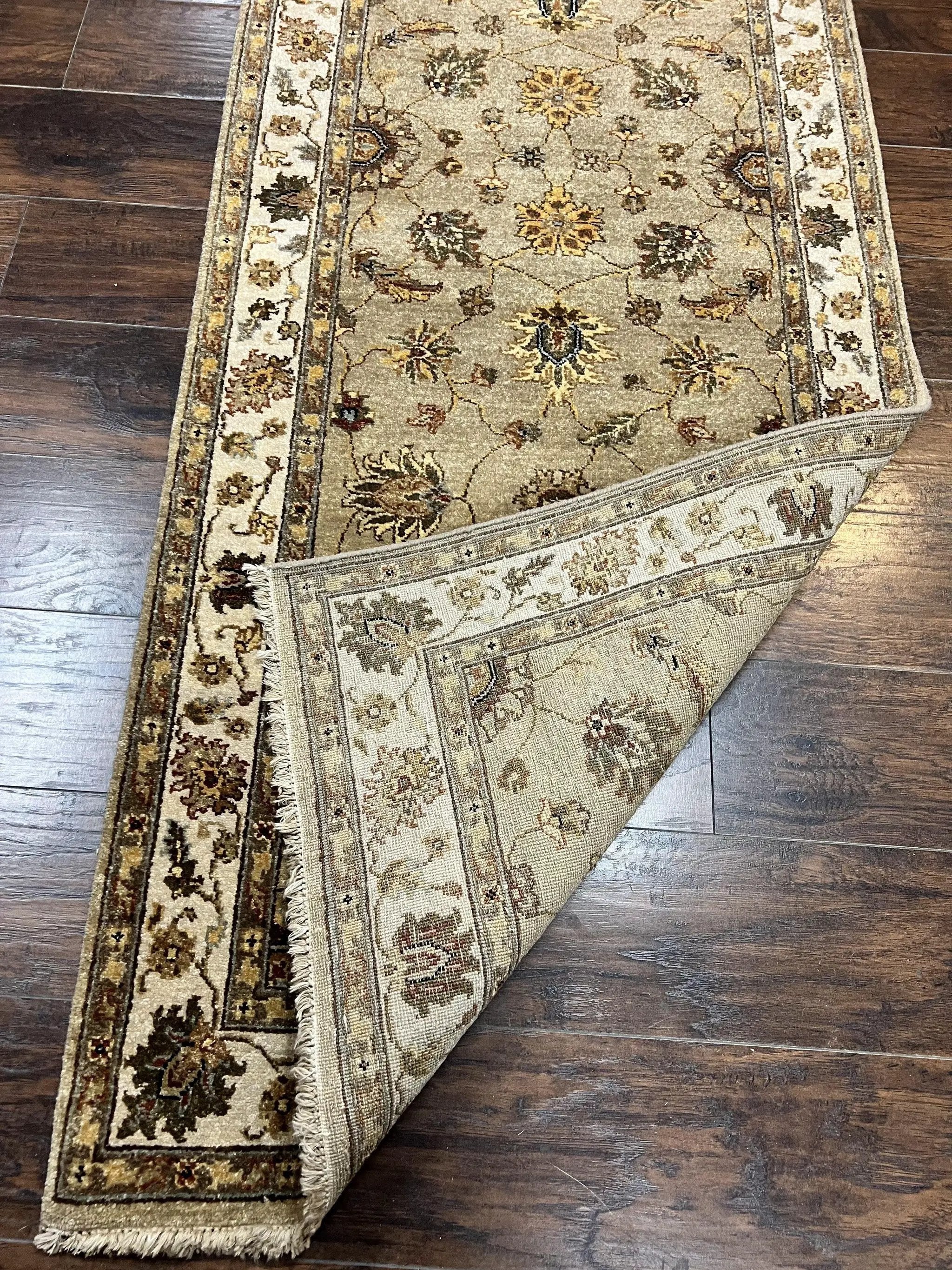 Peshawar Runner Rug 3 x 20, Wool Hand Knotted Vintage Pakistani Carpet, Olive Green & Ivory, Extra Long 20ft Hallway Runner, Floral by Jewel Rugs