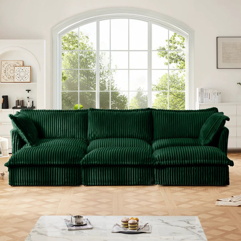 Living Room Sofa Slipcovered Sofa with 3 Ottomans by HouseOfZazla