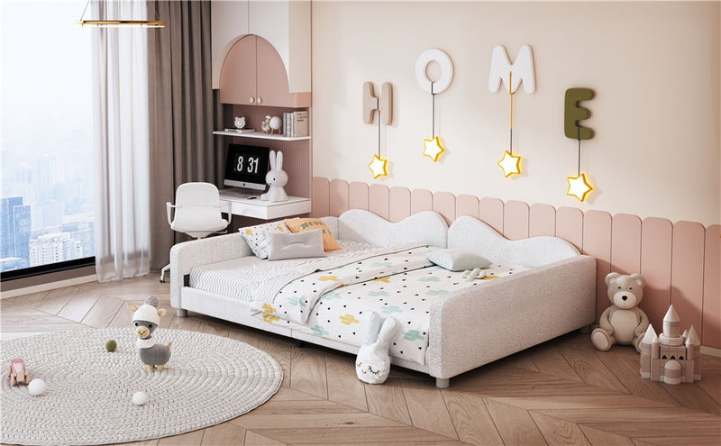 Upholstered Daybed, Sherpa Fabric Sofabed With Cloud-Shaped Backrest by HouseOfZazla