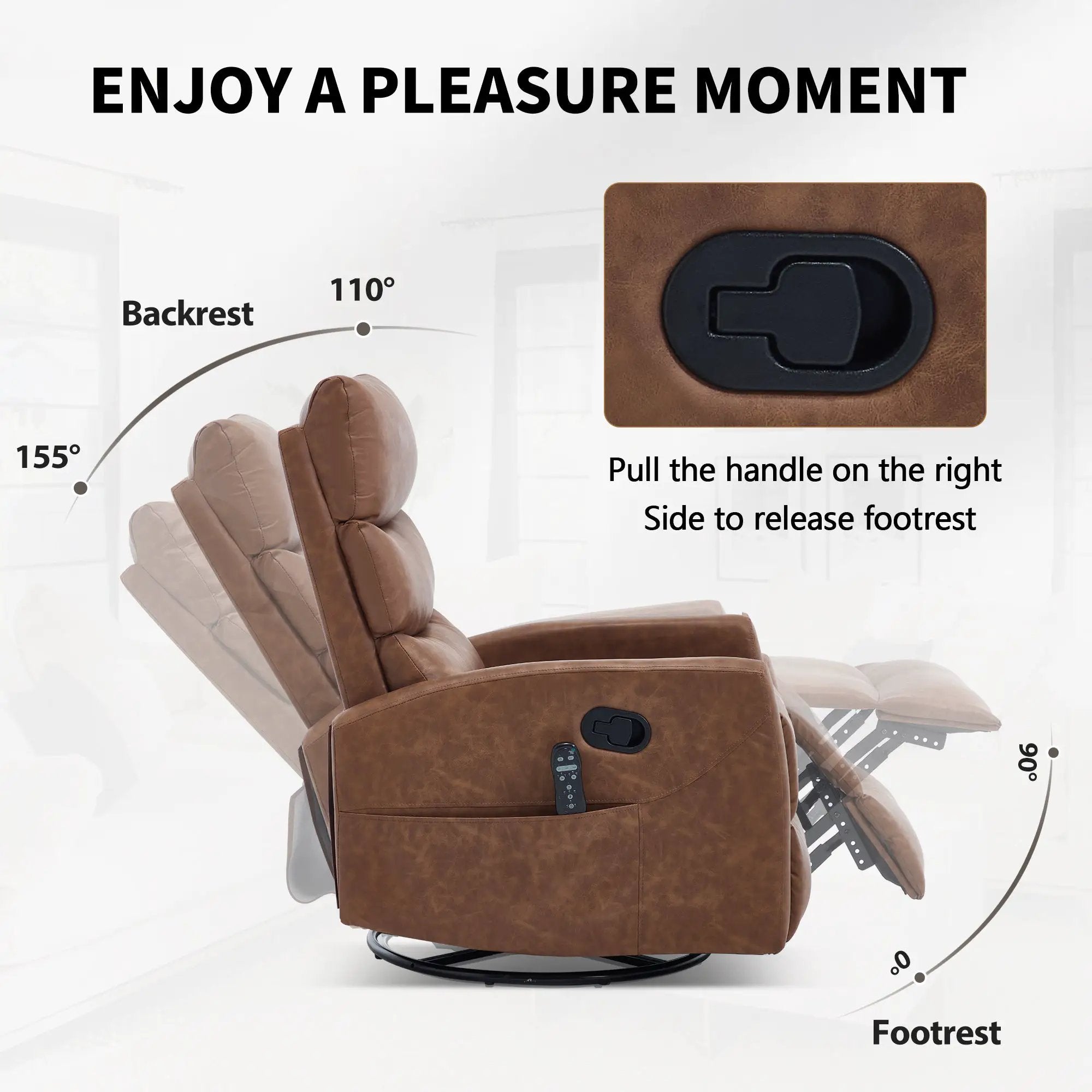 Heat Massage Manual Recliner Chair with Rocker and Swivel by HouseOfZazla