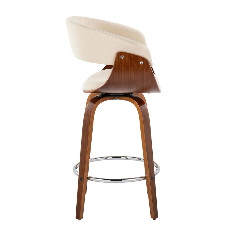 Vintage Mod - Mid Century Modern Fixed Height Counter Stool With Swivel With Round Footrest (Set of 2) by HouseOfZazla