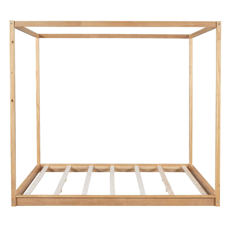 Wood Canopy Platform Bed With Support Legs And Airflow Slats by Unique Piece Furniture