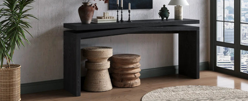 65-Inch Rustic Solid Wood Veneer Console Table by HouseOfZazla