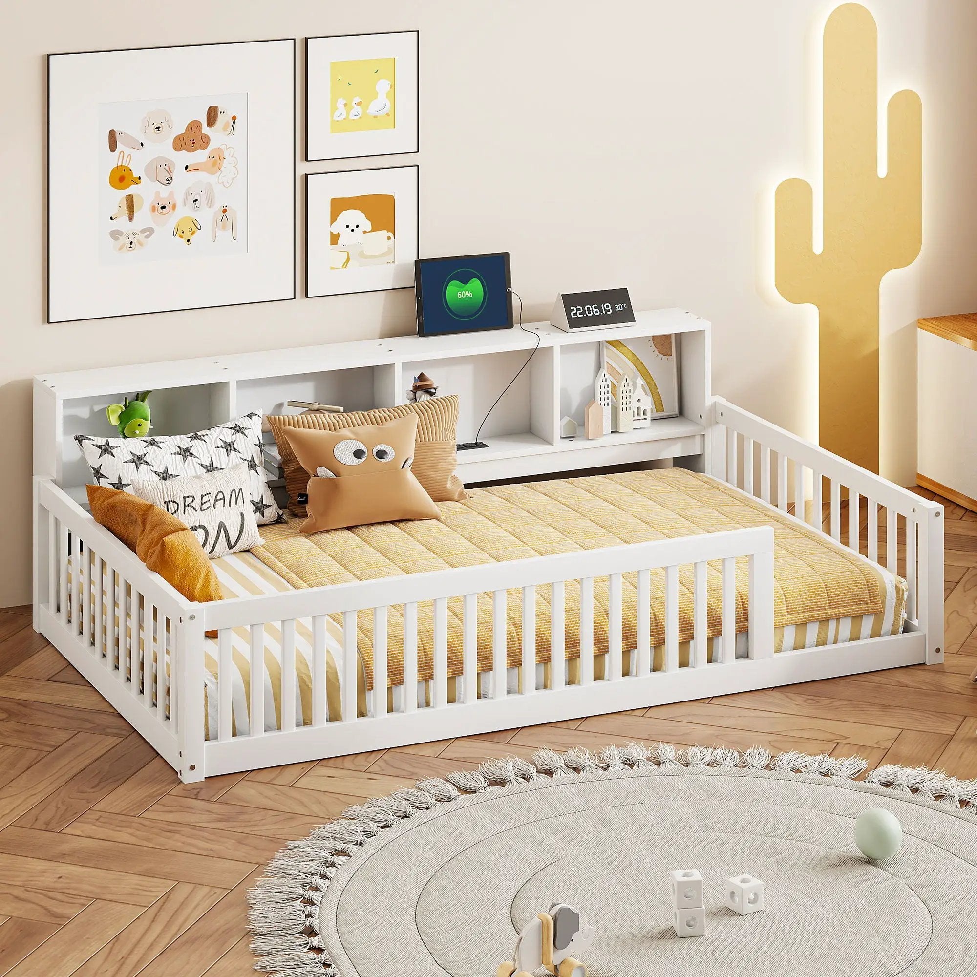 Floor Bed With Storage Cabinets And USB Ports by Unique Piece Furniture