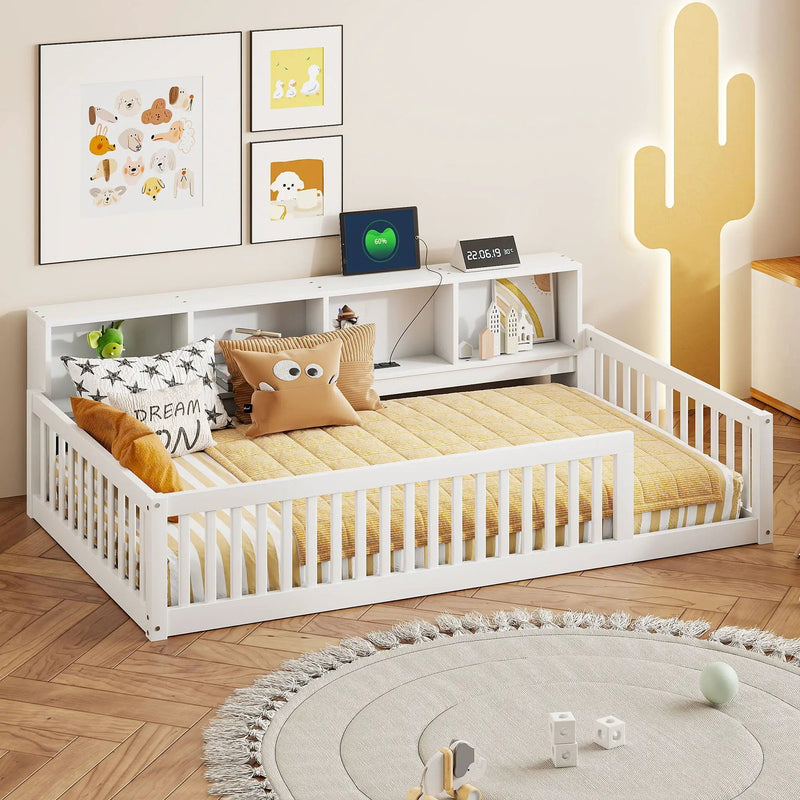 Floor Bed With Storage Cabinets And USB Ports by Unique Piece Furniture