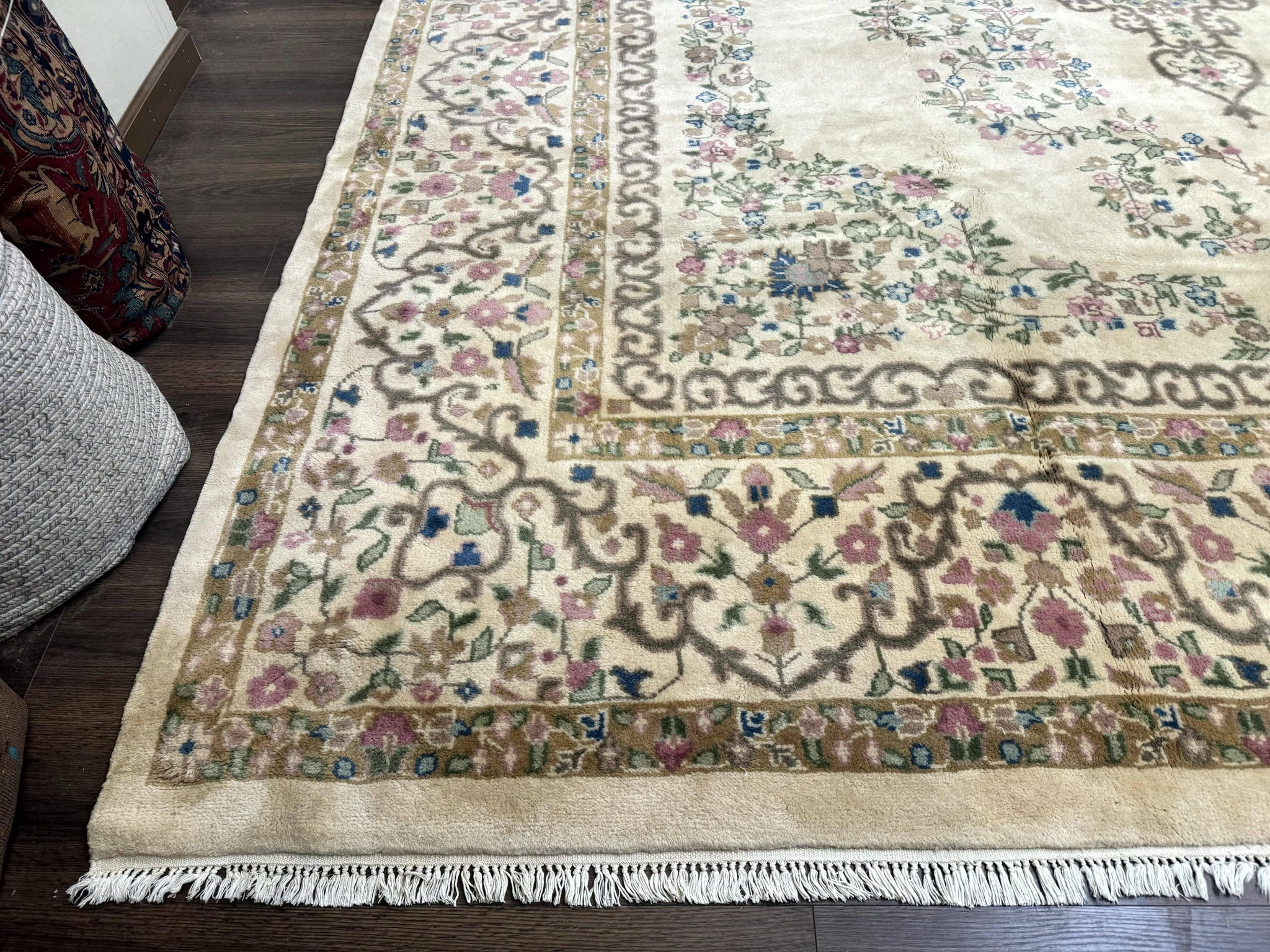 Indo Persian Rug 12x15, Palace Sized Carpet, Oversized Wool Handmade Rug, Kerman Rug, Semi Open Field, Pande Cameron Rug, Beige by Jewel Rugs