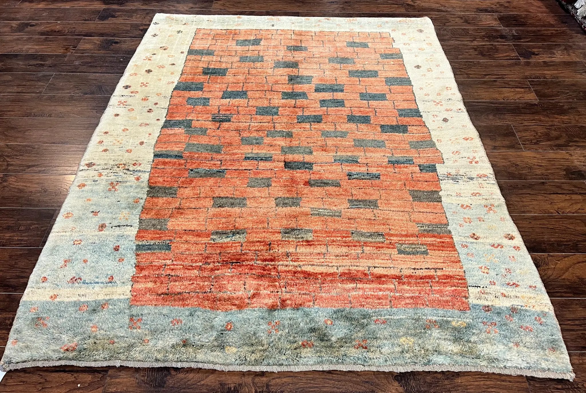 Persian Gabbeh Rug 6x8 ft, Wool Handmade Tribal Rug by Jewel Rugs