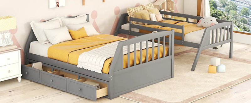 Bunk Bed With Drawers, Ladder And Storage Staircase by HouseOfZazla
