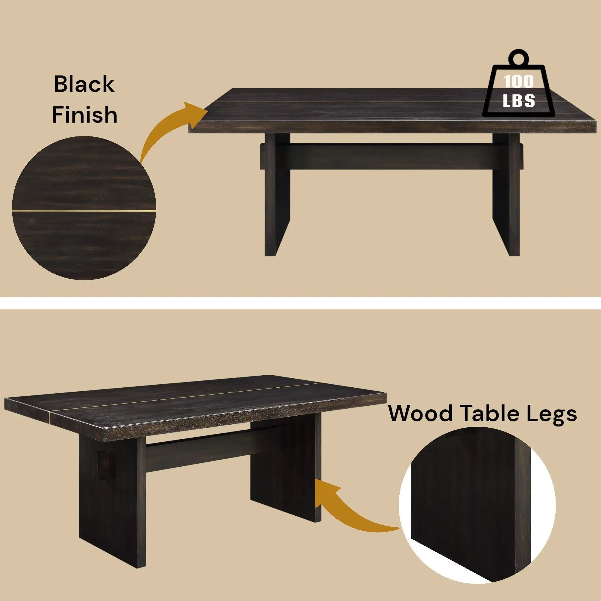 Jaramillo - 7 Pieces Dining Room Set - Gold / Rustic Espresso by HouseOfZazla