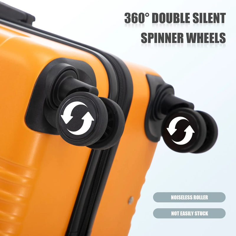 3-Piece ABS Spinner Wheel Luggage Set in Black and Orange by HouseOfZazla