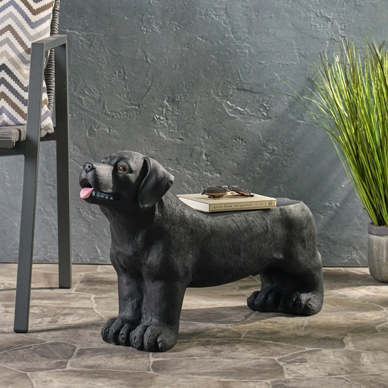 MGO Dog Bench - Outdoor Labrador Design, Matte Black by HouseOfZazla