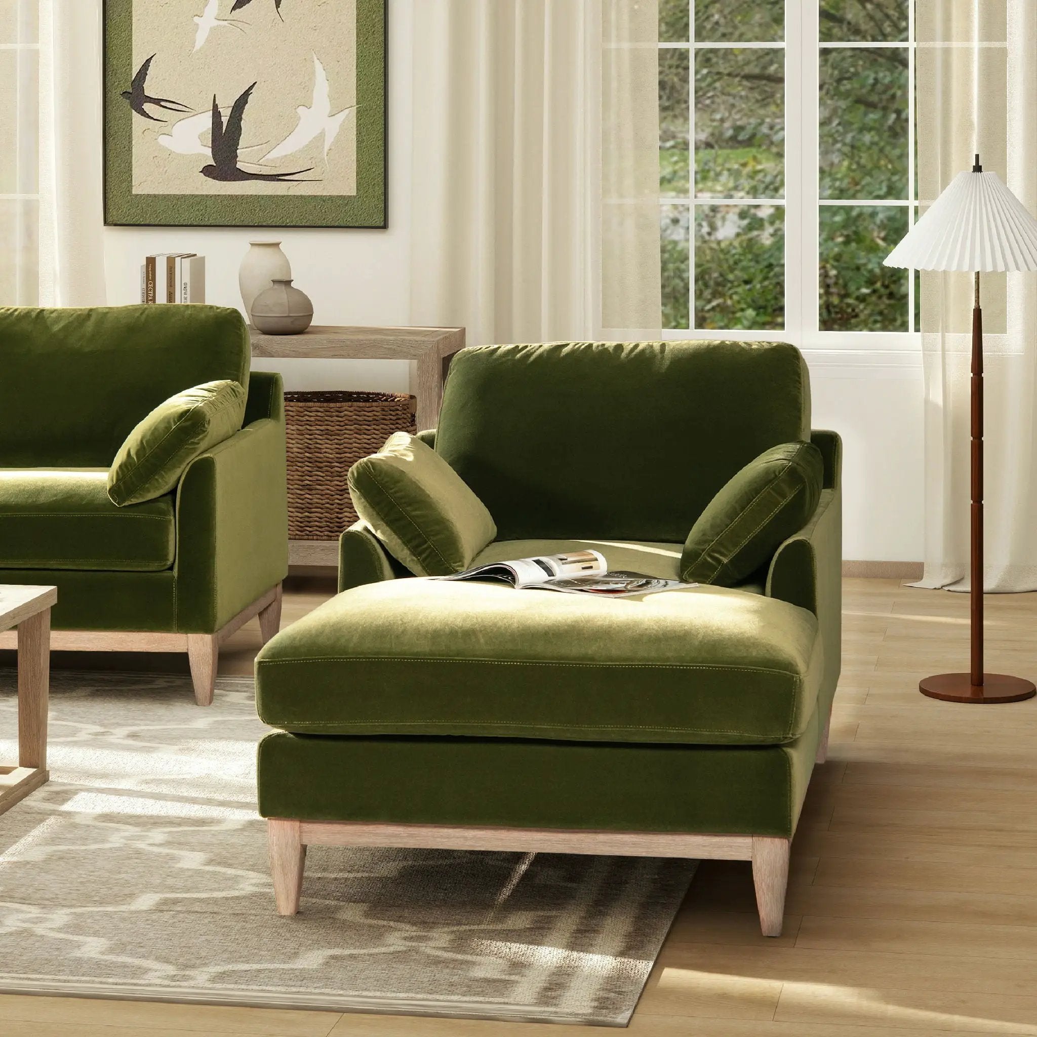Pasadena - Modern Farmhouse Chaise Lounge Chair - Olive Green by Unique Piece Furniture