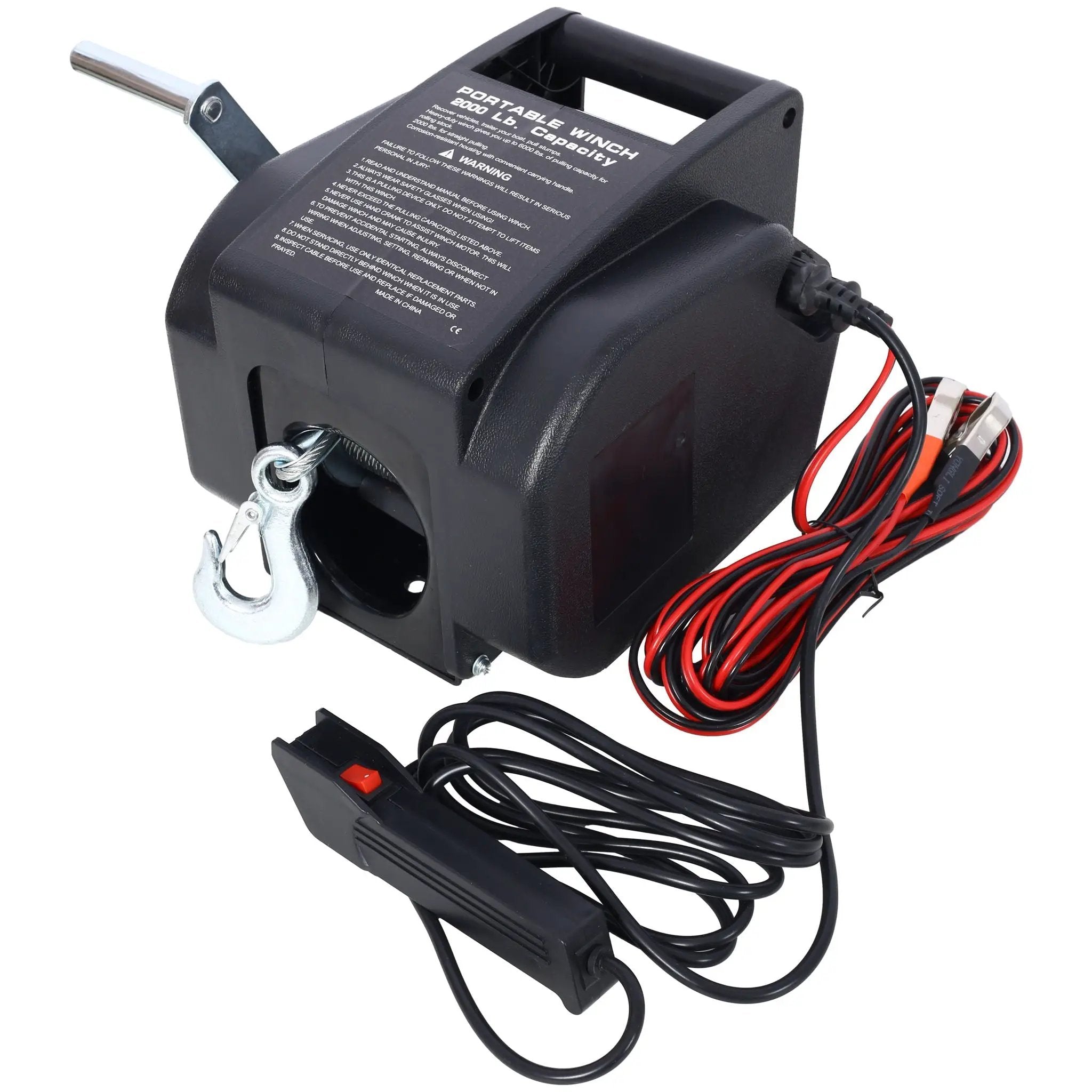 Reversible Electric Trailer Winch For Boats Up To 5000 Lbs With Galvanized Wire Rope And Casing - Black by HouseOfZazla