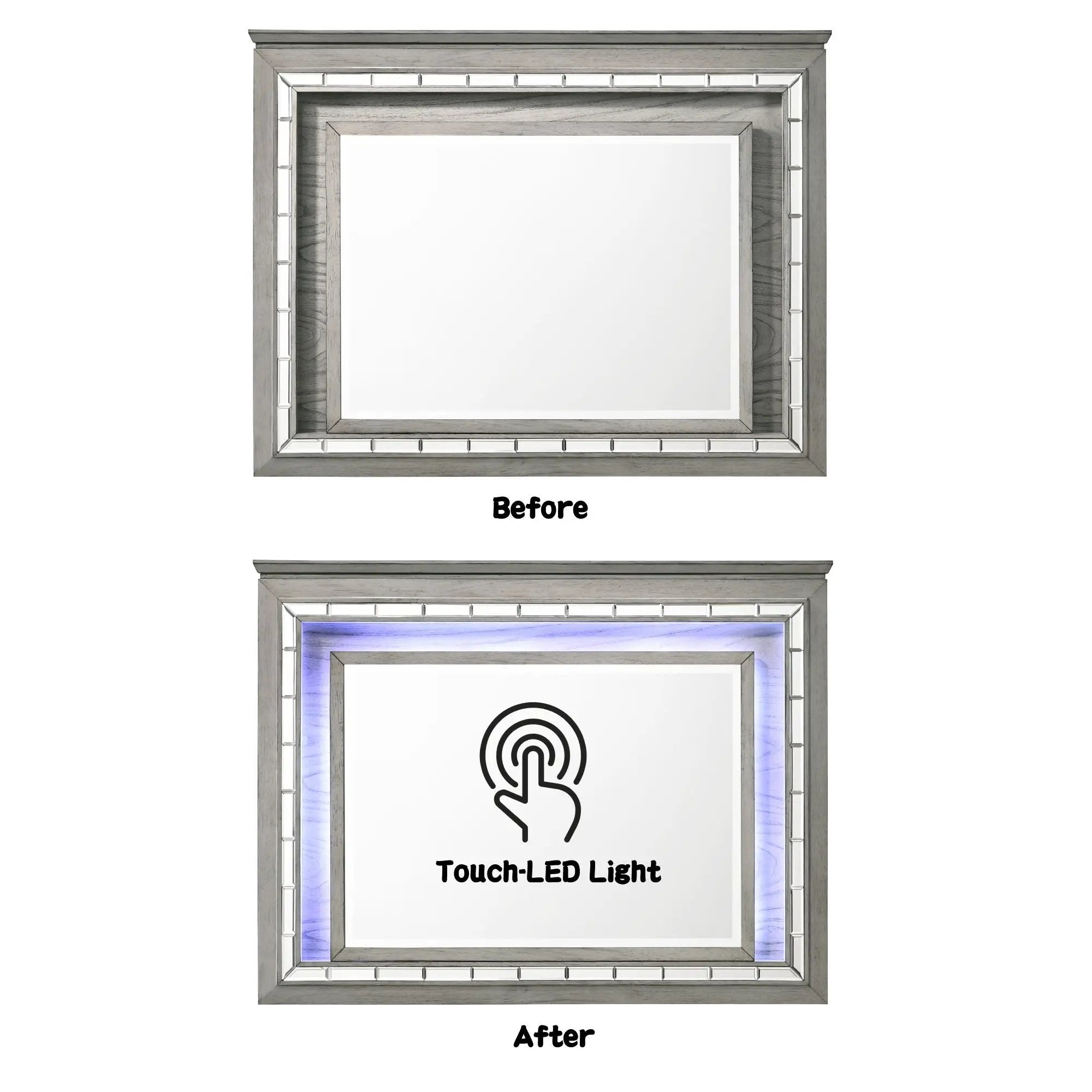 Antares - Mirror With LED - Light Gray by HouseOfZazla
