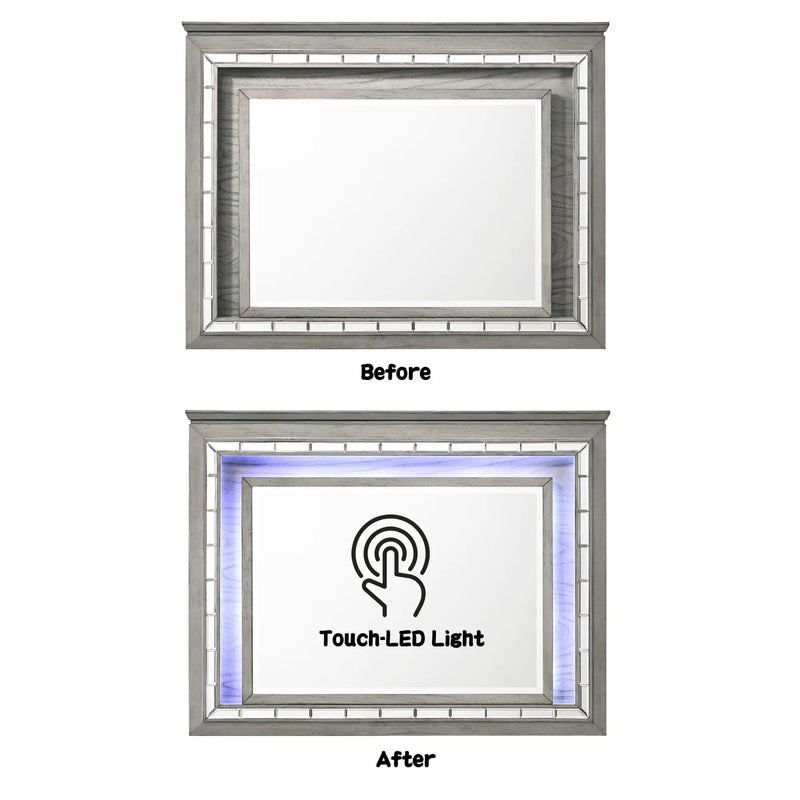 Antares - Mirror With LED - Light Gray by HouseOfZazla