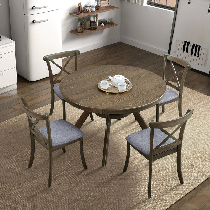 47.24'' Round Rubber Wood Dining Table by HouseOfZazla