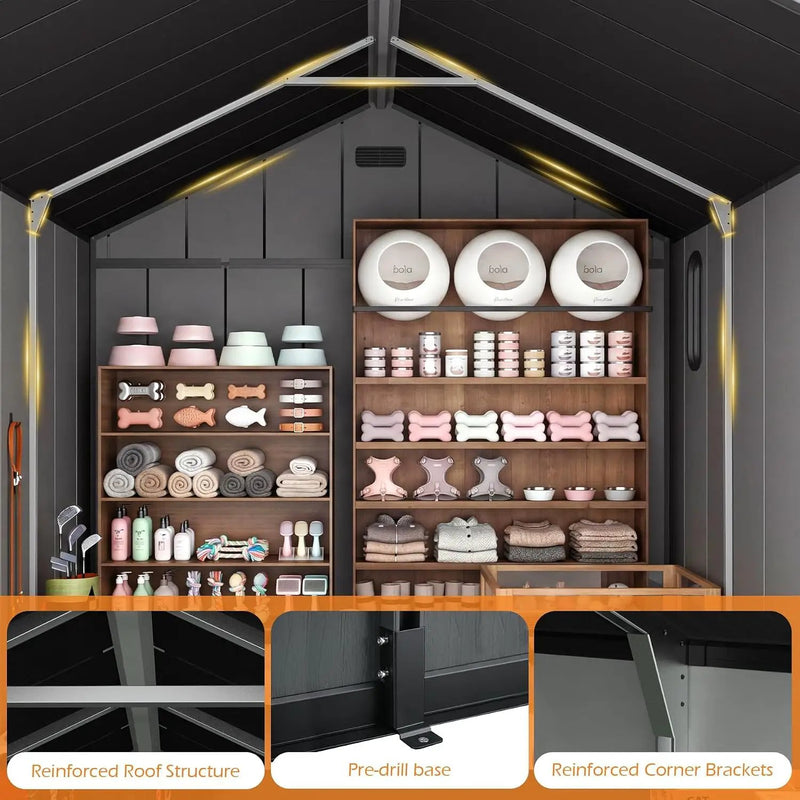 8x8 Ft Resin Outdoor Storage Shed with Floor by HouseOfZazla