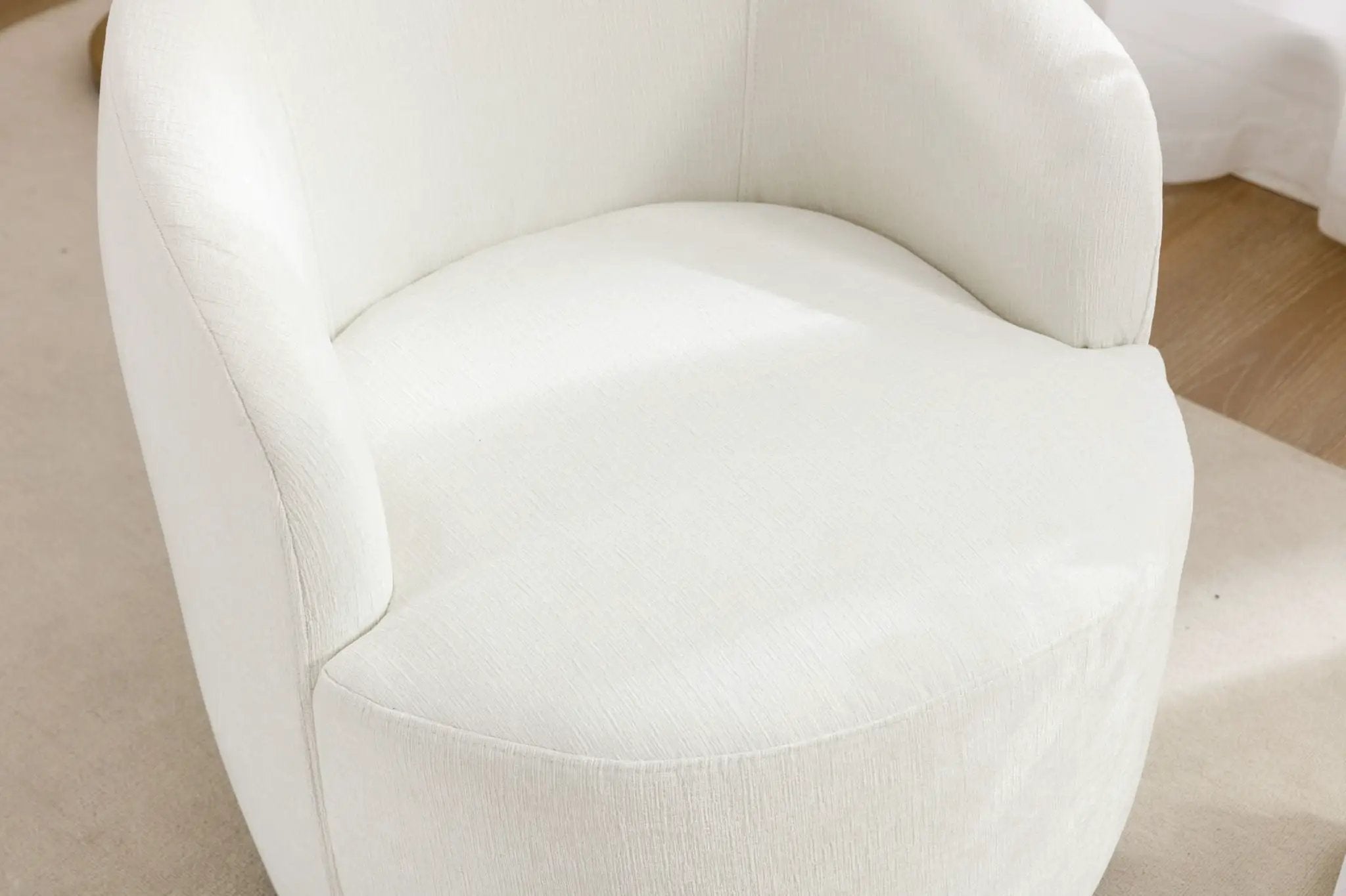 Fabric Swivel Accent Armchair Barrel Chair With Powder Coating Metal Ring by HouseOfZazla