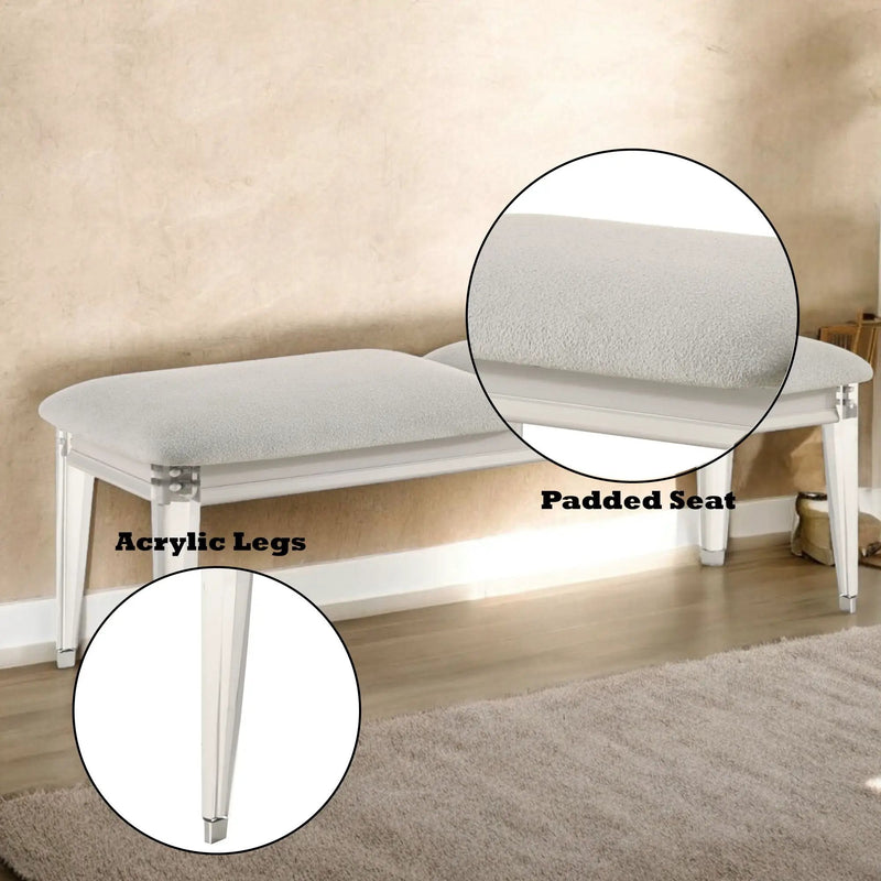 Laveda - Boucle Bench - Light Gray / White by Unique Piece Furniture