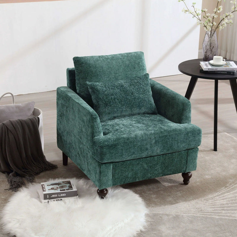 Modern Mid Century Wood Frame Armchair With Tufted Design by HouseOfZazla