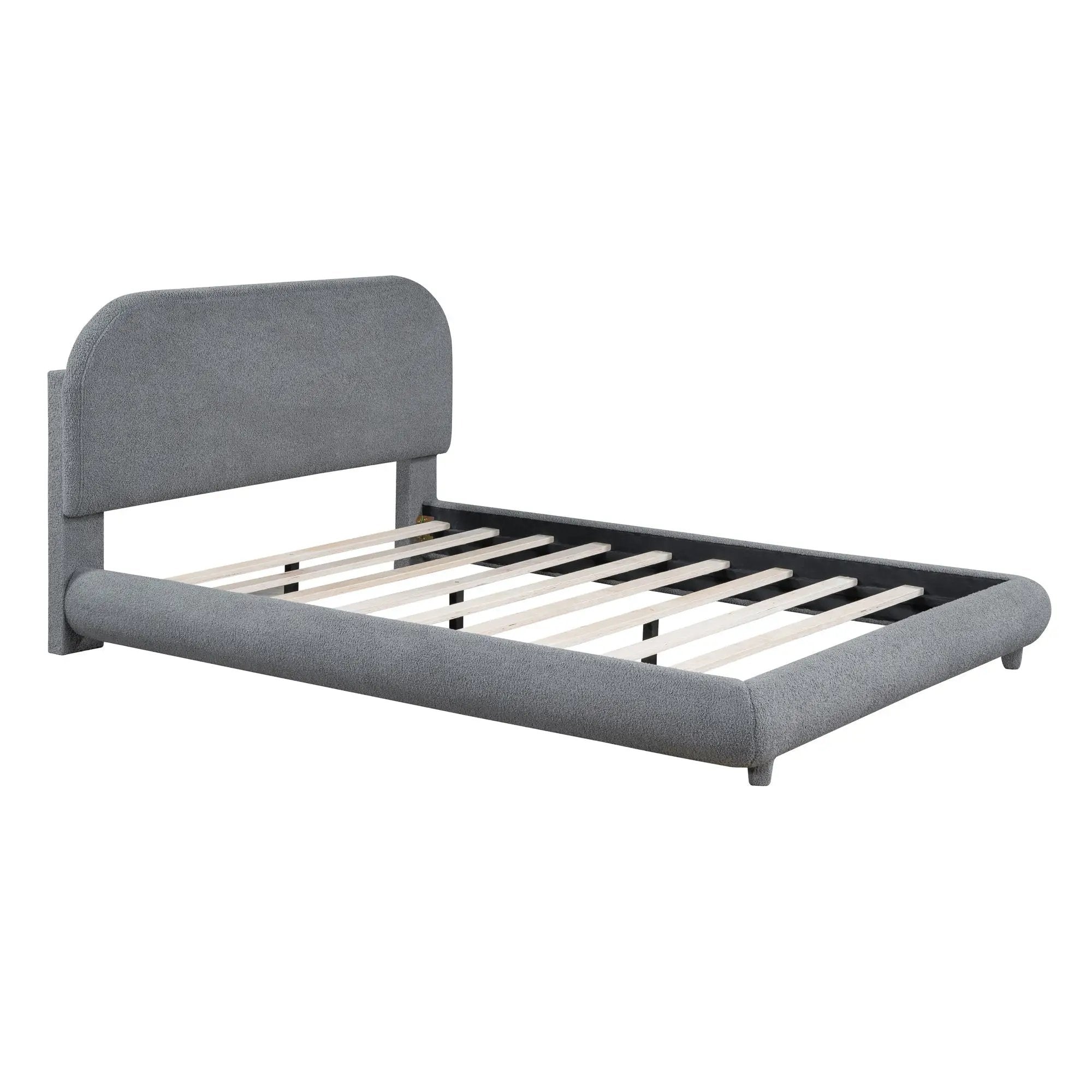 Upholstered Platform Bed With Thick Solid Frame And Stylish Curve-Shaped Design by HouseOfZazla