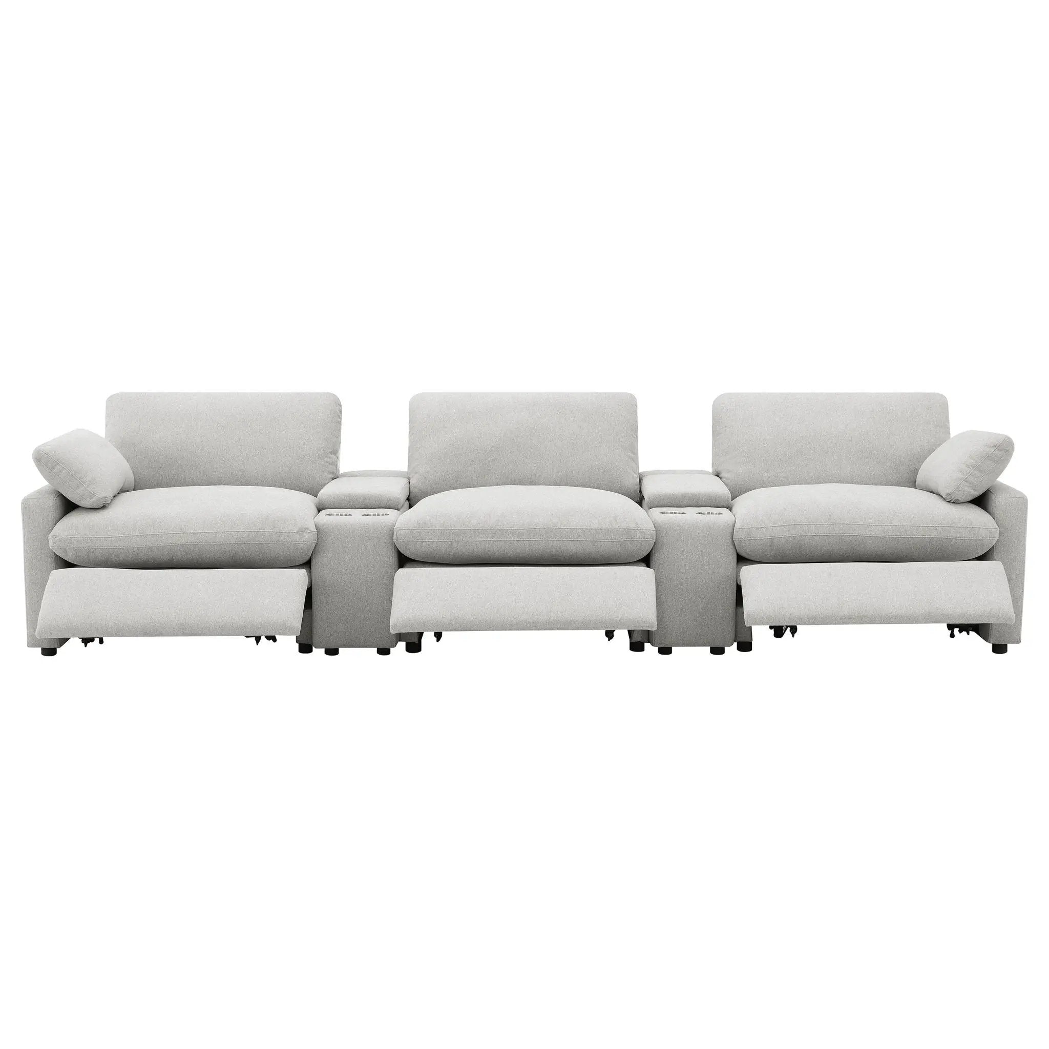 Collins 5-Piece Power Reclining Home Theater Seating Grey by Unique Piece Furniture