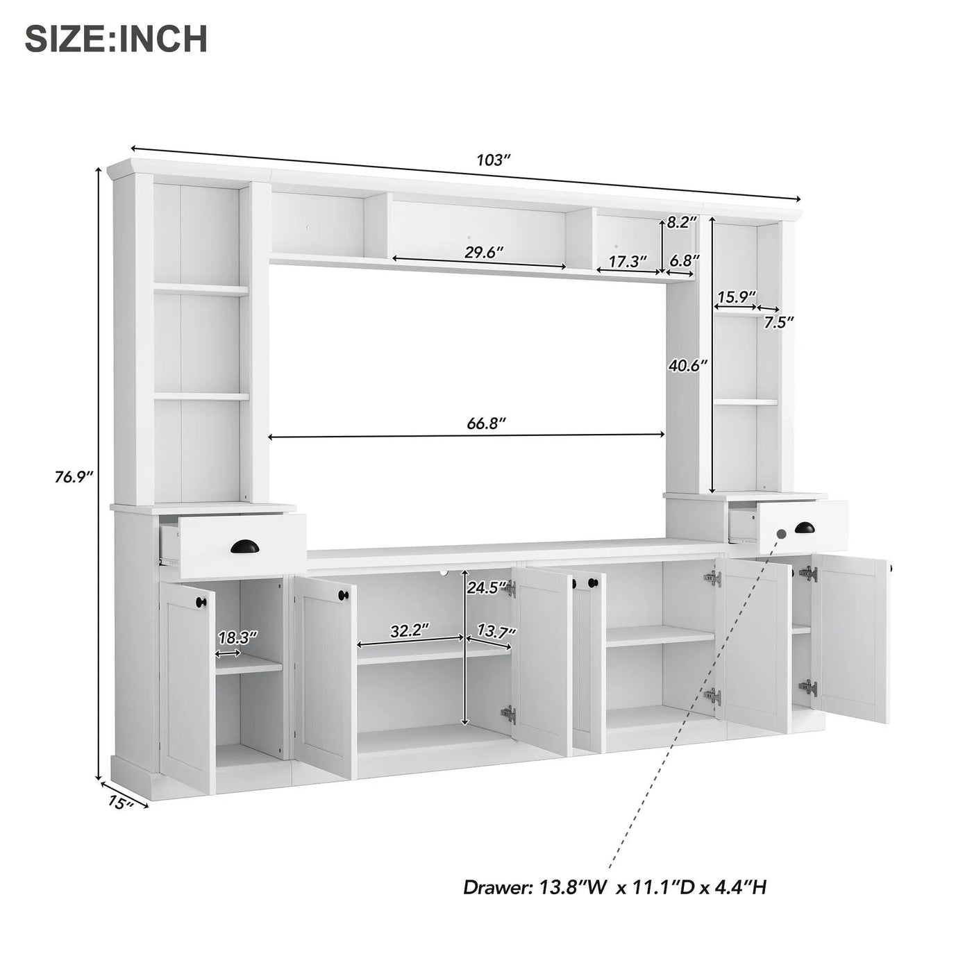 Minimalist Entertainment Wall Unit Set With Bridge For TVs Up To 75" by Unique Piece Furniture