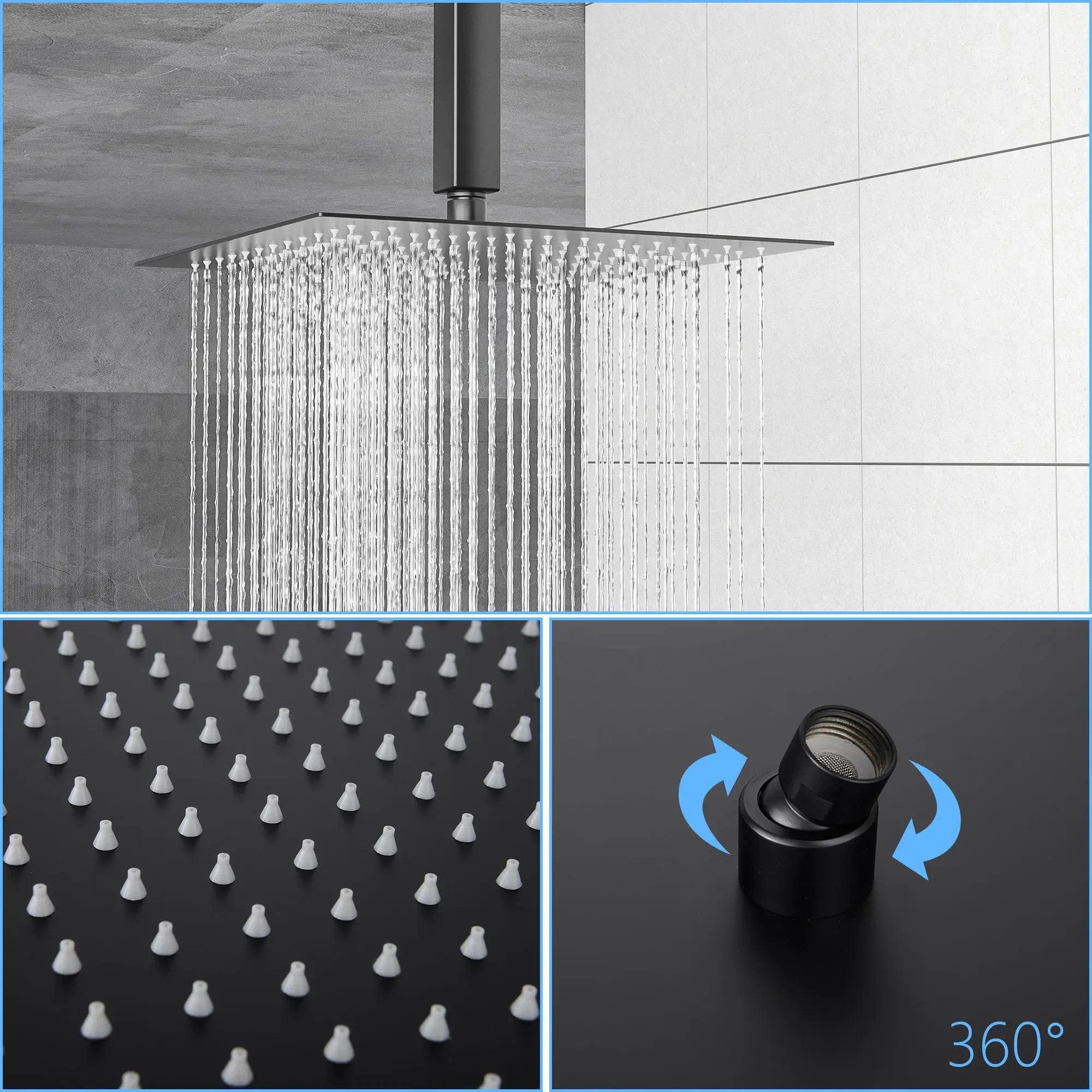 Modern Dual Shower Head System With 16" Ceiling Mount Finish, Stainless Steel And Brass by HouseOfZazla