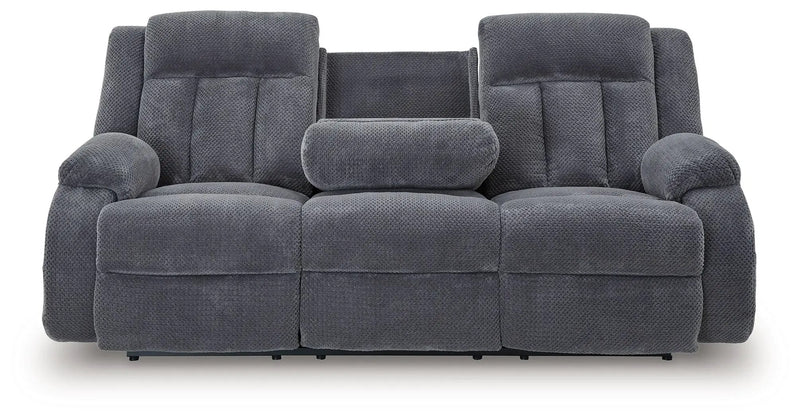 Observation - Reclining Power Sofa With Drop Down Table - Steel by Unique Piece Furniture