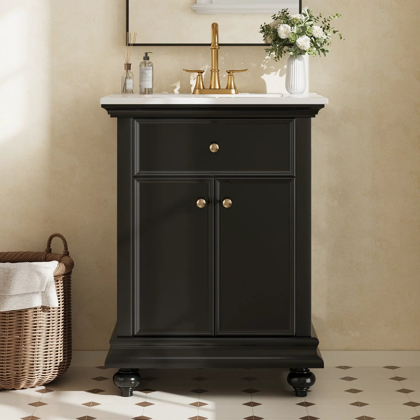 24" Modern Bathroom Vanity with Tip-Out Drawer & Soft-Close Hinges by HouseOfZazla