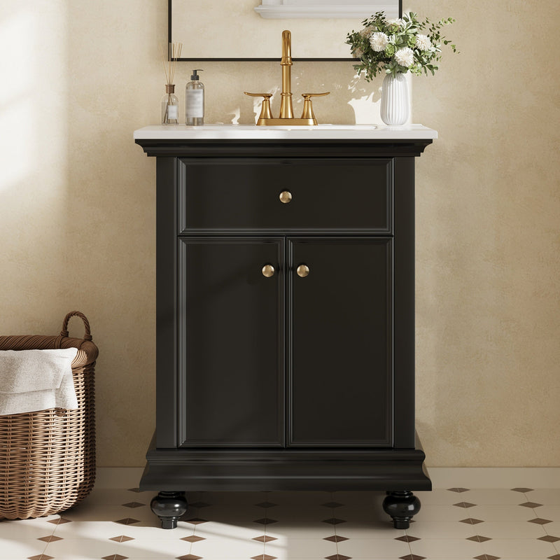 24" Modern Bathroom Vanity with Tip-Out Drawer & Soft-Close Hinges by HouseOfZazla