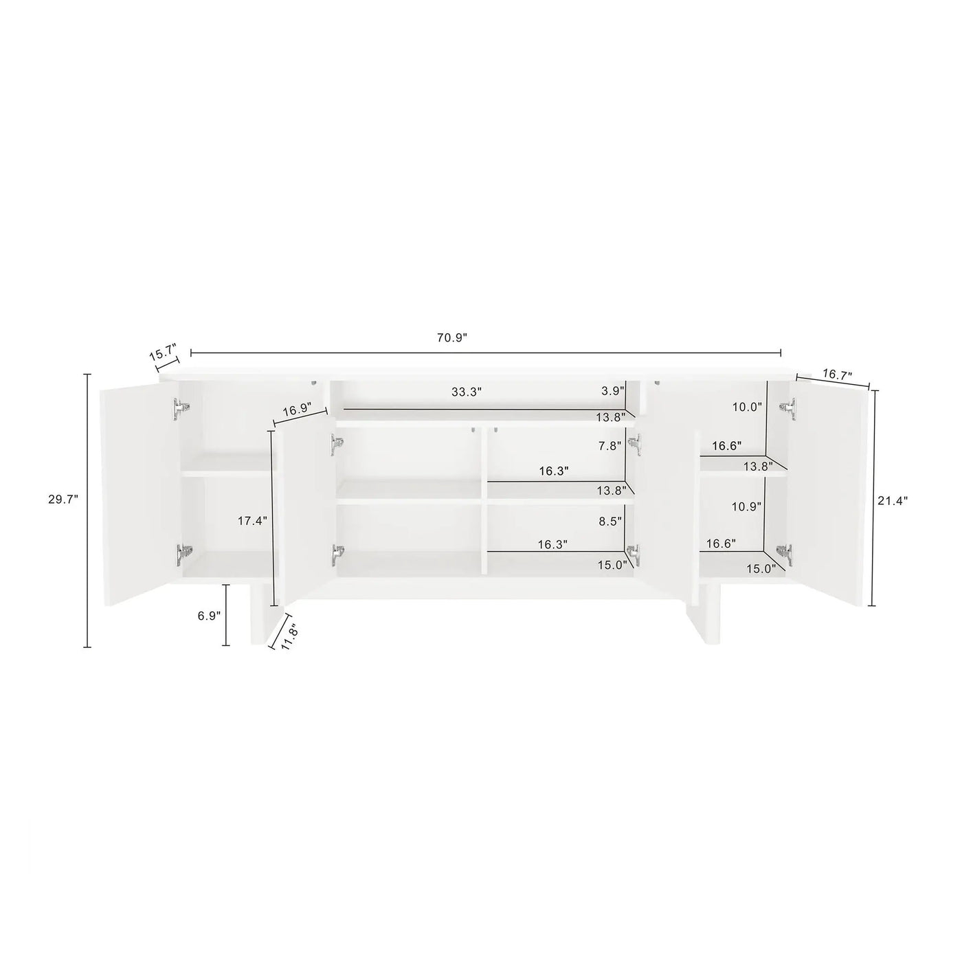Ella - Sideboard With Adjustable Shelves by HouseOfZazla