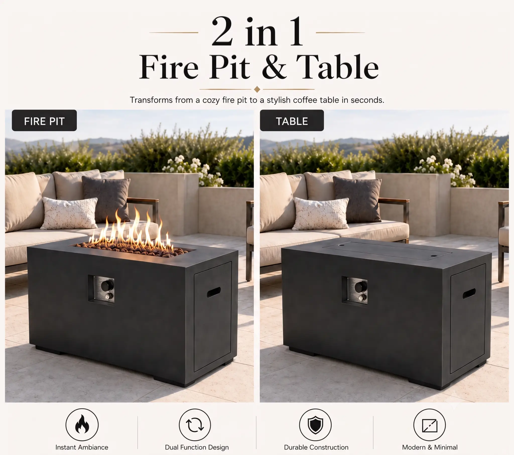 42-Inch Outdoor Fire Pit Table by HouseOfZazla