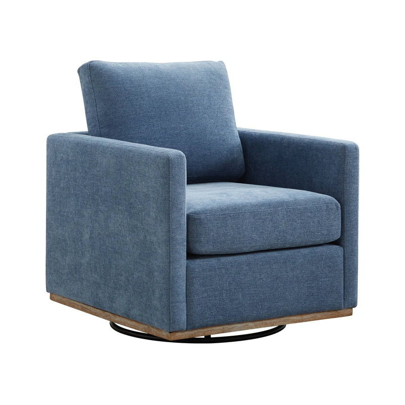 Modern Square Upholstered Swivel Accent Chair with Metal Base by HouseOfZazla