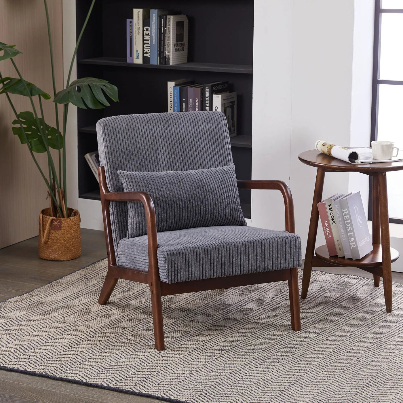 Accent Chair With Pillow And Wood Frame by Unique Piece Furniture