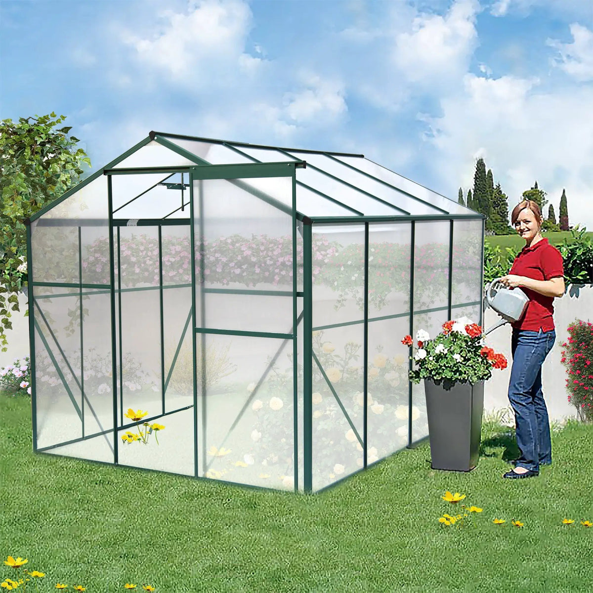 Polycarbonate Greenhouse - 6'x8' Heavy Duty Walk-in Plant Garden Greenhouse by HouseOfZazla