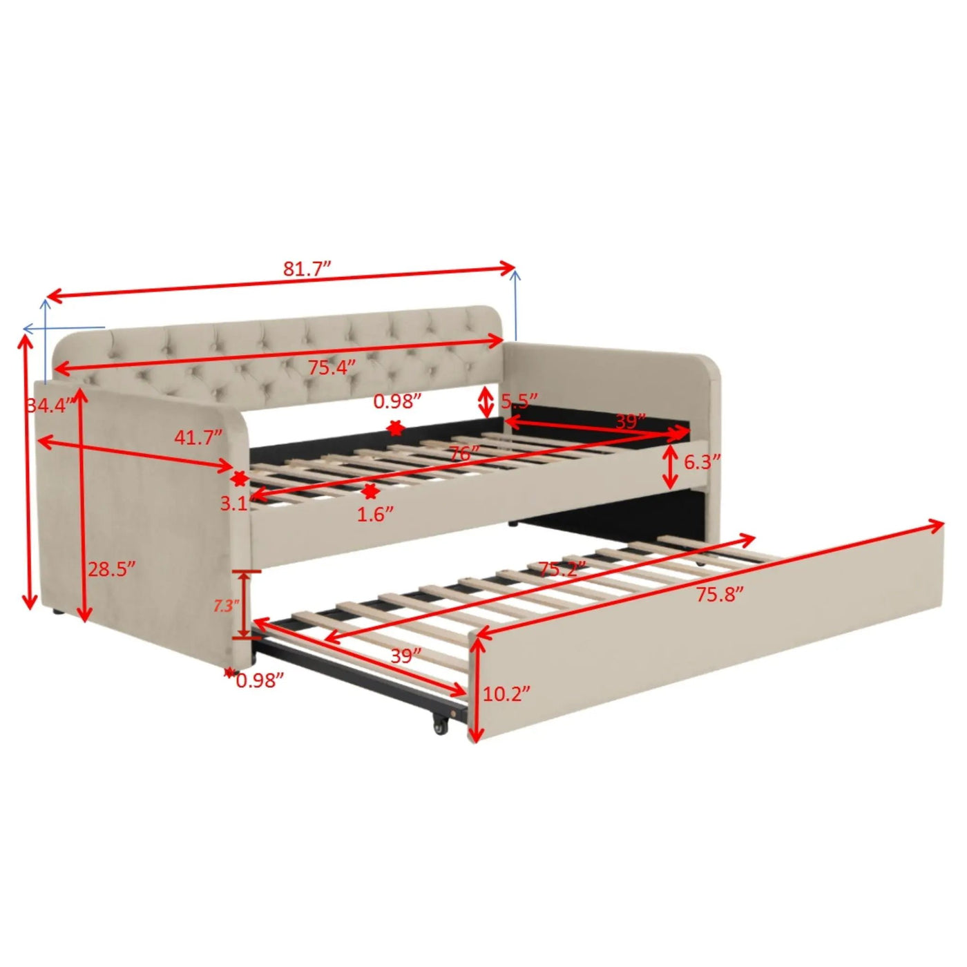 Upholstered Daybed With Trundle And USB Charging Design by HouseOfZazla