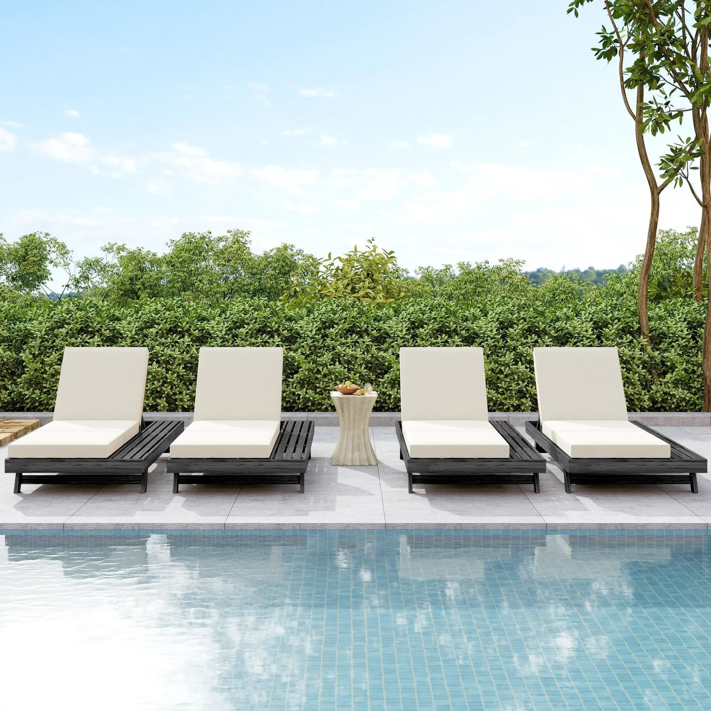 Lounge Chaise Set, Space Available On One Side, Acacia Solid Wood by HouseOfZazla