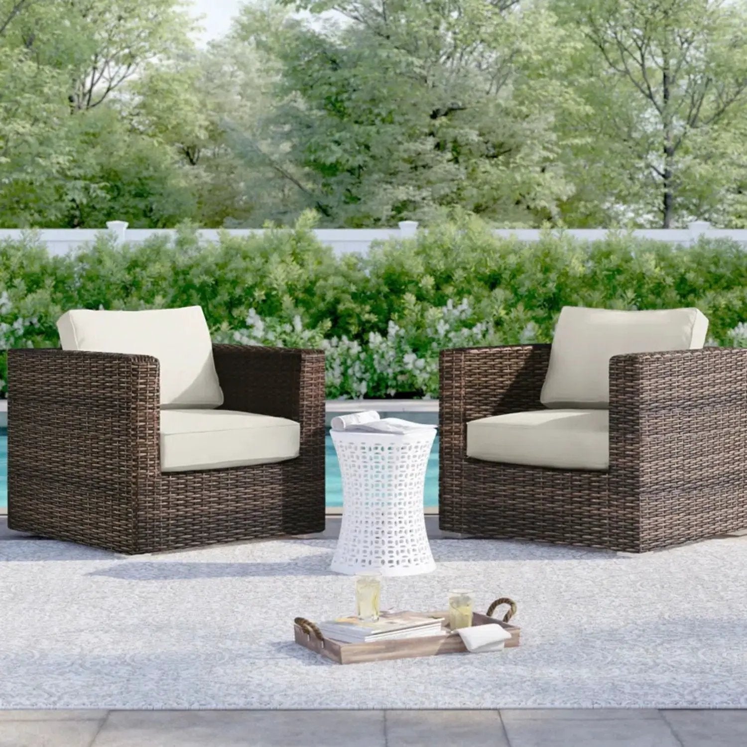 Outdoor Chairs Set With Cushions - Brown Mix by HouseOfZazla