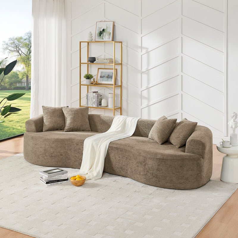 Cloud 4 Seater Sectional Curved Sofa, Minimalist Design - Light Brown by HouseOfZazla