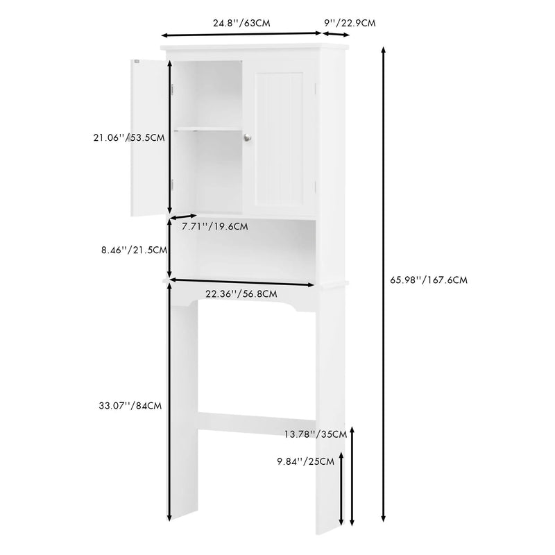 Over The Toilet Storage Cabinet, Bathroom Space Saver With Adjustable Shelf - White by HouseOfZazla