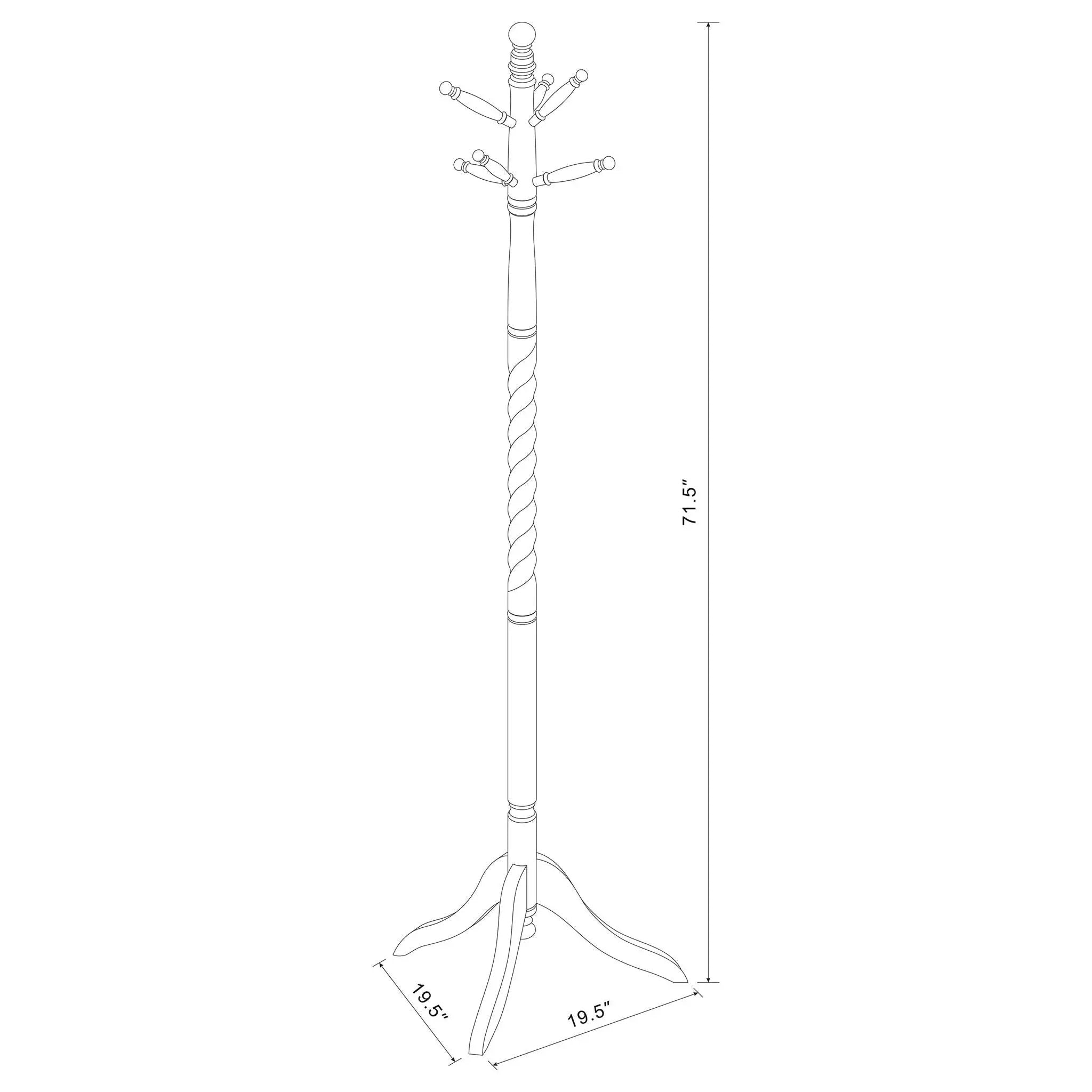 Coat Rack With Post Traditional Entryway Organizer With 6 Hooks - Brown