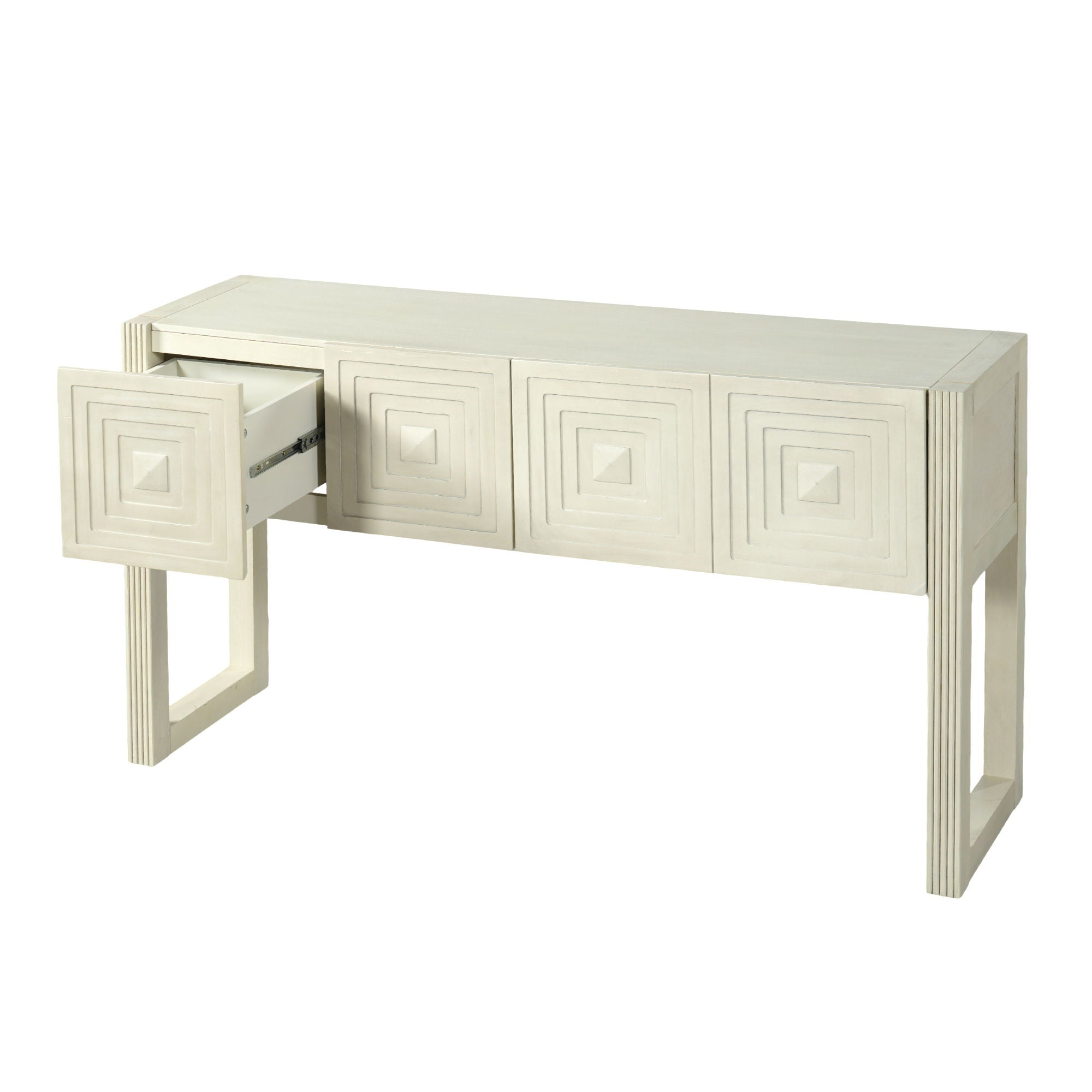 Geometric Carved Console Table With 3 Soft Close Drawers by HouseOfZazla