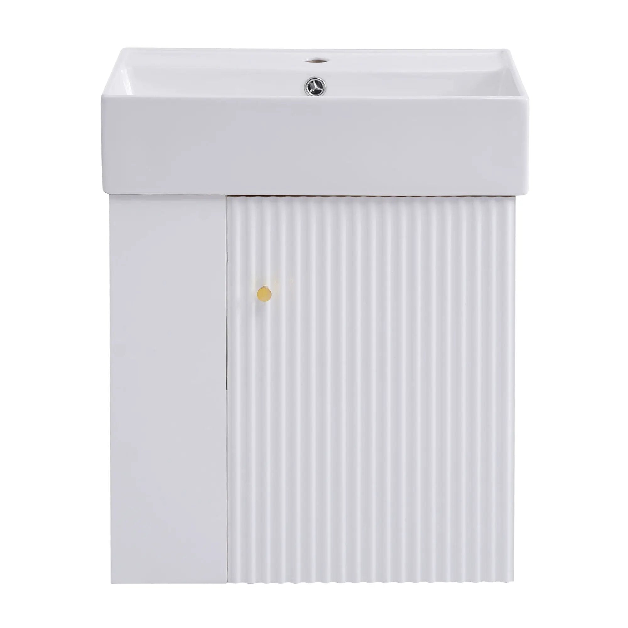 Modern Floating Bathroom Vanity With Ceramic Basin Perfect For Small Bathrooms by HouseOfZazla