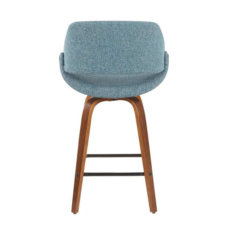 Fabrico - Mid-Century Modern Counter Stool (Set of 2) - Walnut / Blue by HouseOfZazla